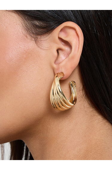 Gold Twisted Hoop Earrings