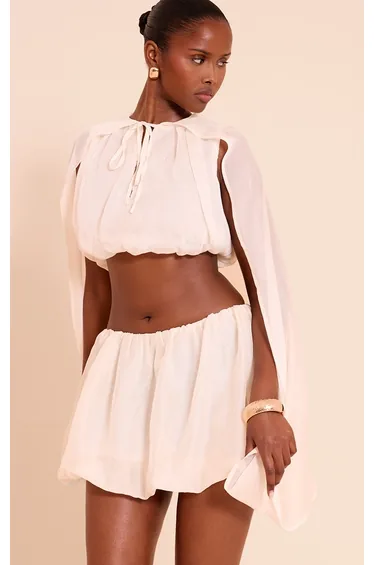 توب بريتي ليتل ثينق شيفون قصير بأكمام طويلة