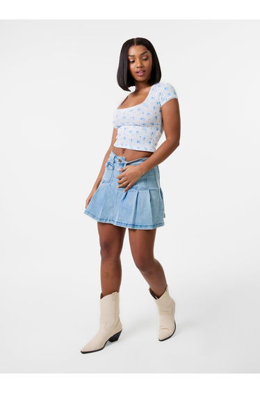 Pointelle Ditsy Print Crop Top