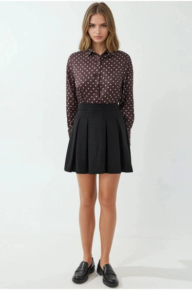 Pleated Mini Skirt with Zipper Closure
