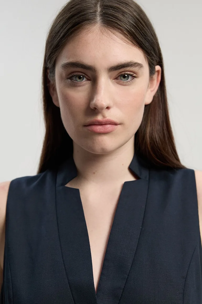 فستان ماكسي كتان بربطة خصر بتصميم لف - 1