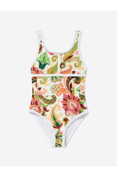 Girls Paisley Print Swimsuit in Multicolour