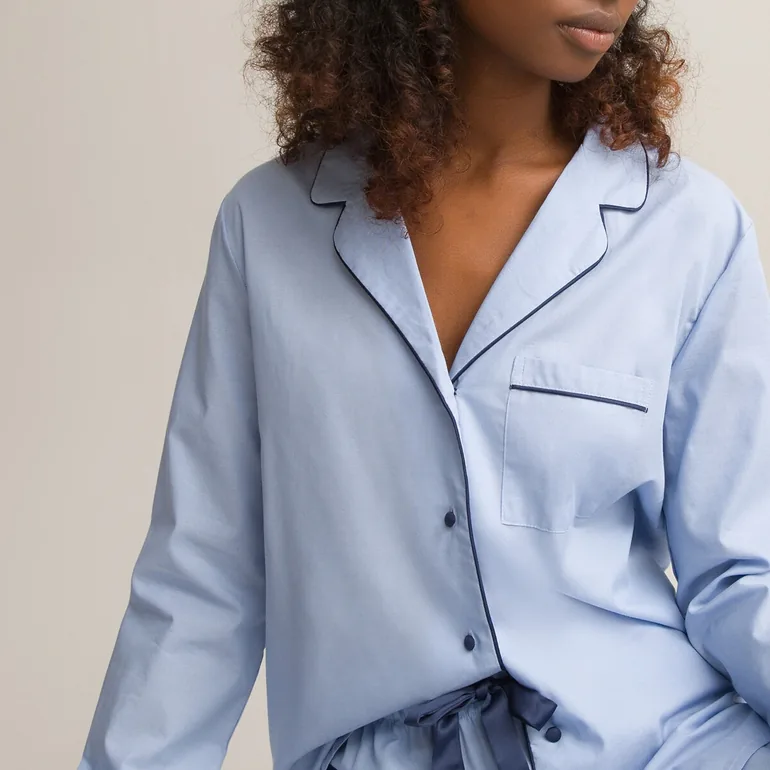 Cotton Chambray Grandad Pyjamas - 1