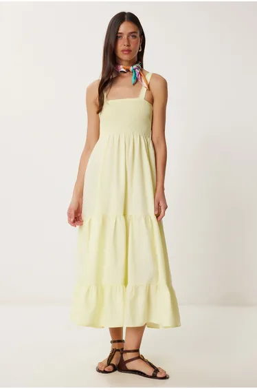 فستان هابينس إسطنبول أصفر ميداكسي