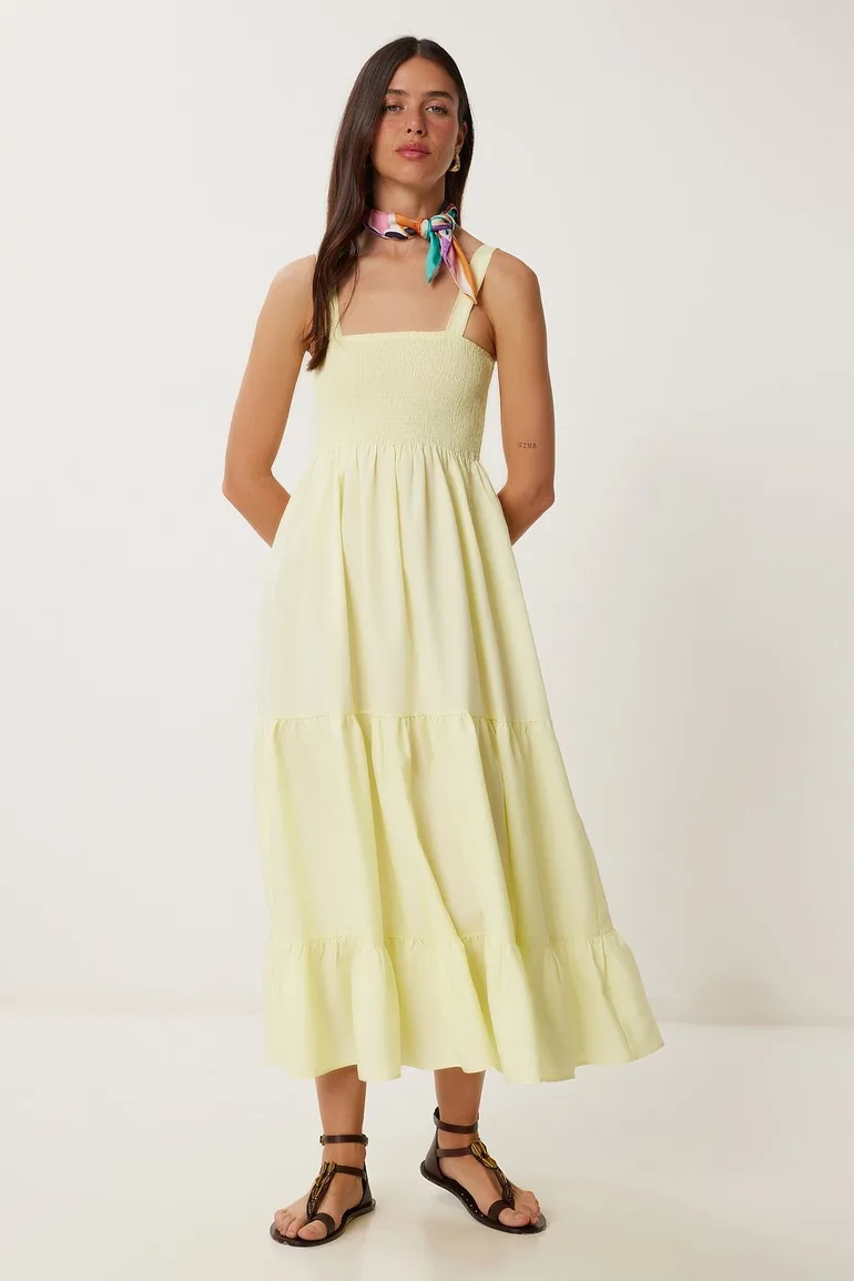 فستان هابينس إسطنبول أصفر ميداكسي - 1