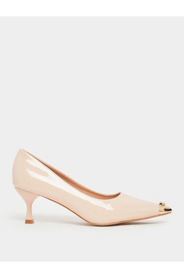 Women Beige Pointed Toe Stiletto Heel Pumps