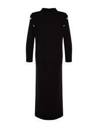 Black Regular Cut Long Knitwear Dress - 6