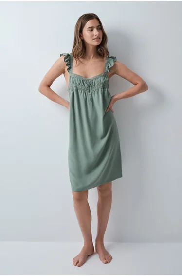 Green midi strap nightgown