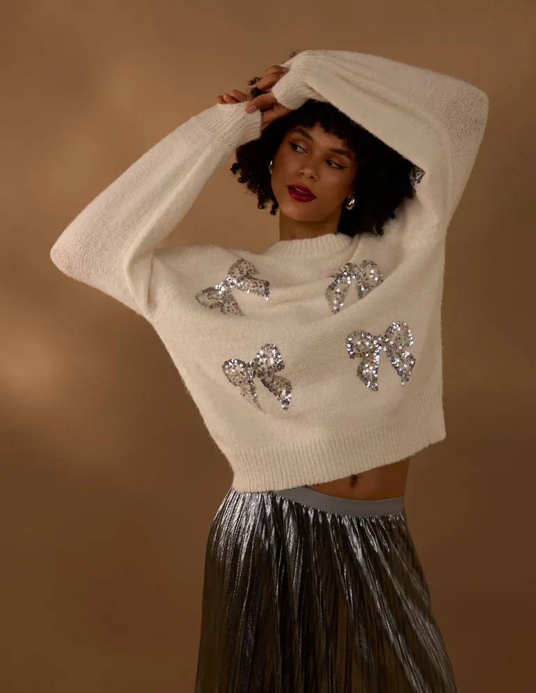 Sequin Bow Jumper - 1