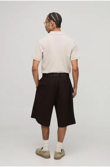 Slim Fit BM Signature Embroidered V Neck Textured Polo - stone