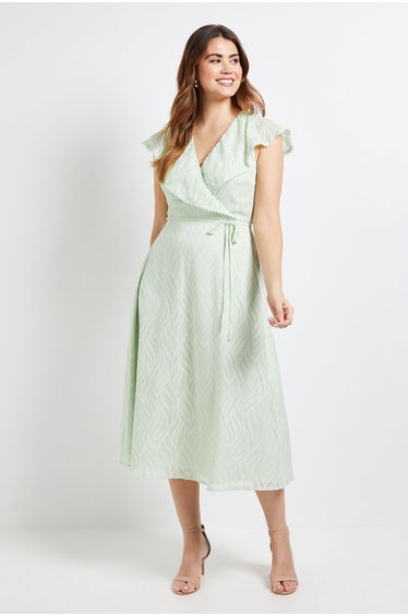 Floral Burn Out Ruffle Midi Dress