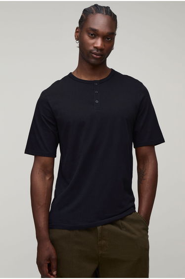 Tall Basic Regular Fit Henley T-Shirt - black