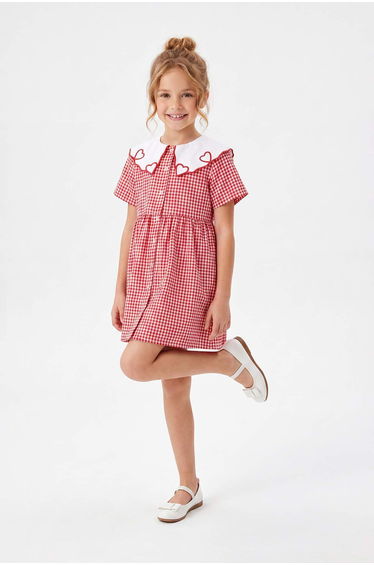 Red Midi Striped Woven Dress