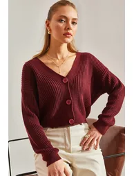 Women's Three-Button Corded Knitwear Cardigan - 5