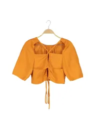 Twist Orange Ruched Blouse