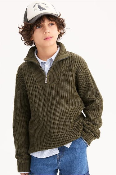 Half Zip Jumper/Sweater in Chunky Knit