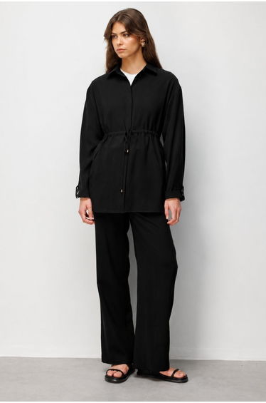 Mizalle Gathered Waist Modal Textured Tunic