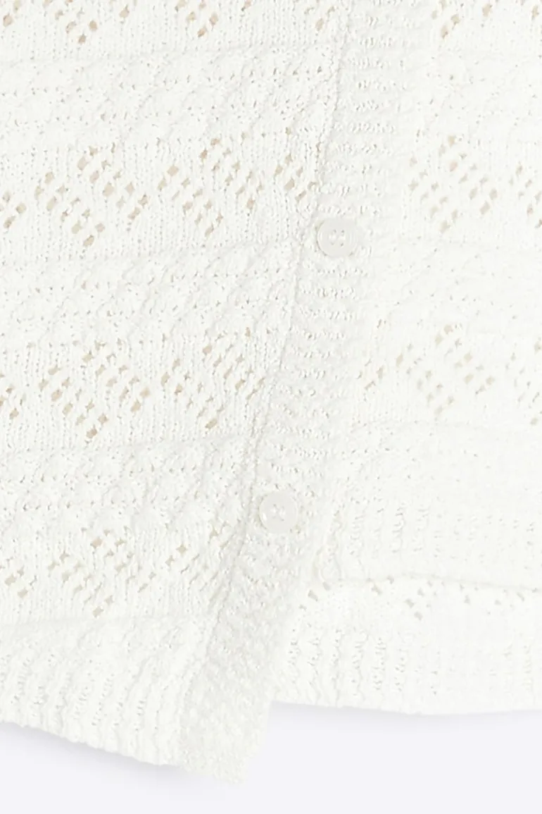 Girls Cream Asymmetric Textured Jumper - 3