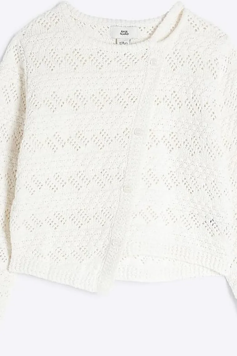 Girls Cream Asymmetric Textured Jumper