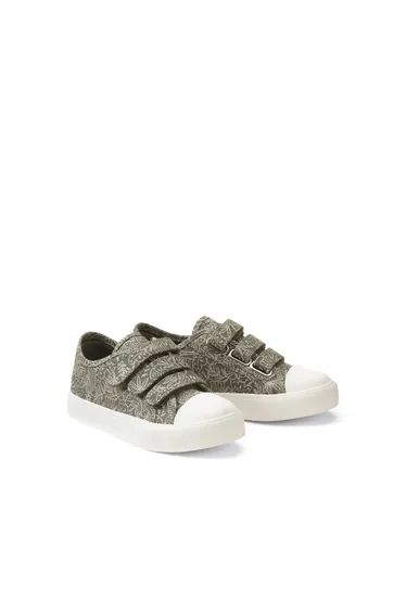 Kids Leaf Print Trainers in Canvas with Touch 'n' Close Fastening