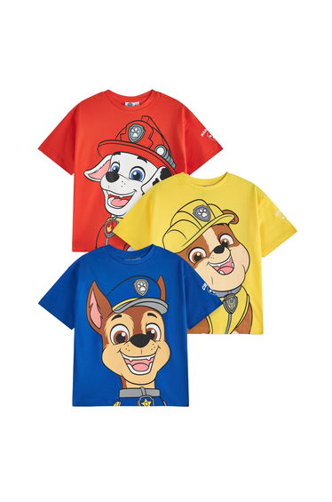 Paw Patrol Boys Characters Short-Sleeved T-Shirt (Pack of 3) - Red/Yellow/Blue