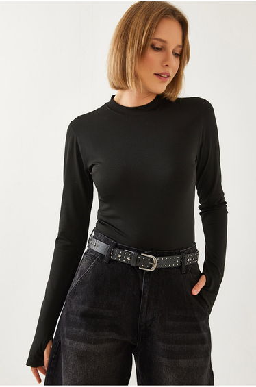 Women's Fingerprint Basic Long Sleeve Blouse