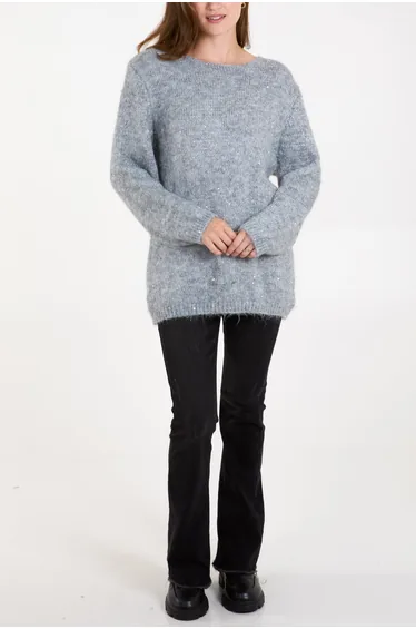 Fluffy Sequin Knit Jumper