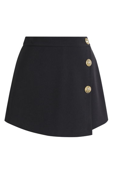 Structured Tailored Golden Button Decor Flap Skorts for Office Wear & Business Casual
