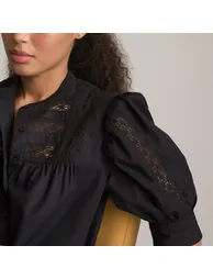 Cotton Button-Through Dress with Braided Detailing - 2