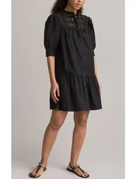 Cotton Button-Through Dress with Braided Detailing