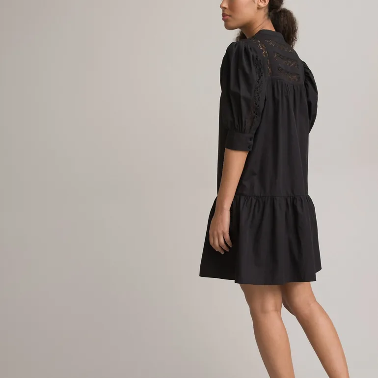Cotton Button-Through Dress with Braided Detailing - 3