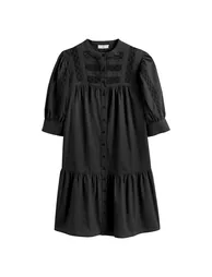 Cotton Button-Through Dress with Braided Detailing - 4