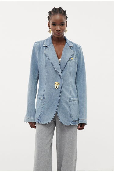 Ernestas Lapel Denim Blazer