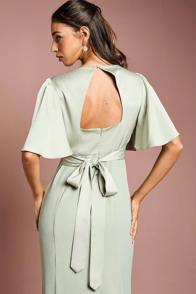 satin angel sleeve dress Women's Catania Satin Angel Sleeve Dress