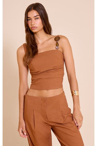 Chesnut Woven Resin Bead Detail Cami Top
