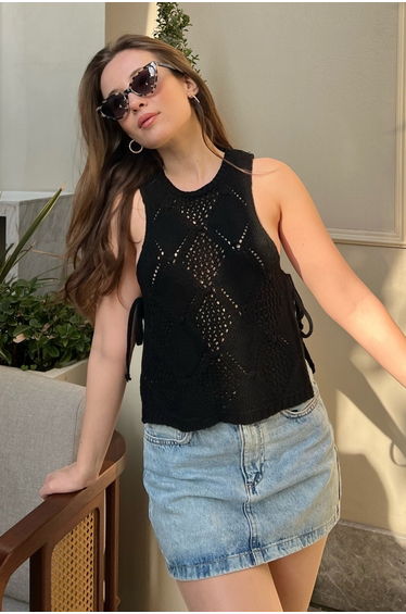 Women's Side Tie Knitwear Top