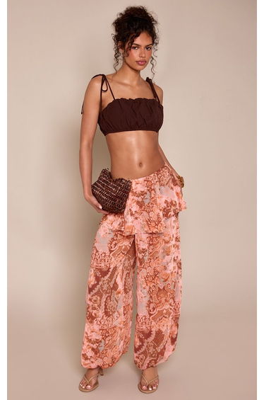 Paisley Chiffon Frill Overlay Balloon Trousers
