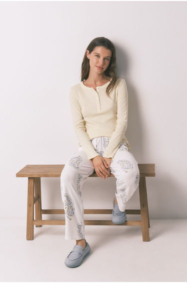 Paisley print long trousers