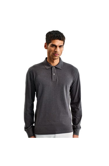Asquith & Fox Mens Classic Fit Long Sleeved Polo Shirt - Charcoal