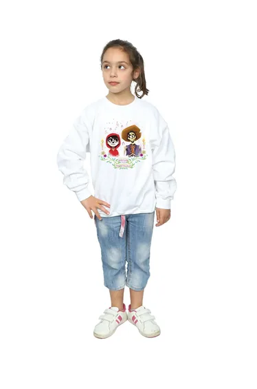 Coco Girls Miguel And Hector Cotton Sweatshirt - White