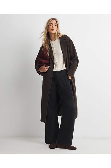 Chocolate Midaxi Faux Wool Coat