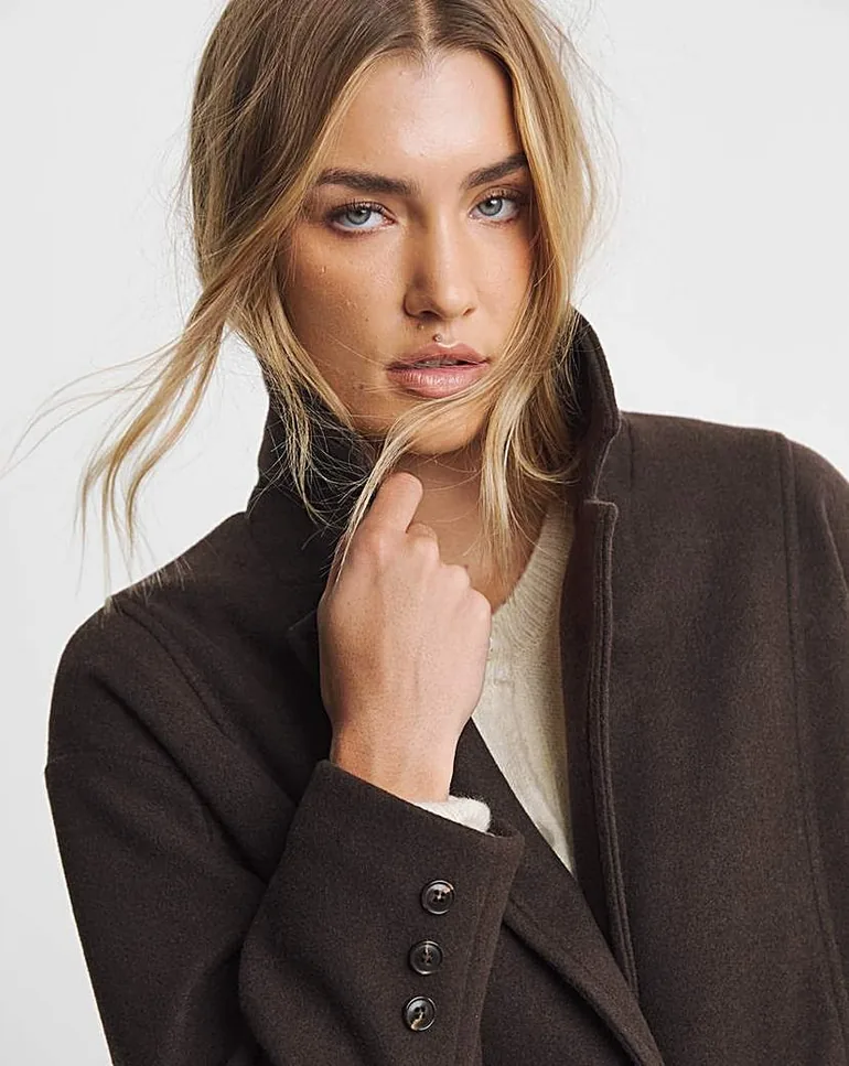 Chocolate Midaxi Faux Wool Coat - 3