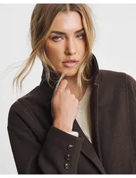 Chocolate Midaxi Faux Wool Coat - 3