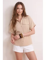 Stone Natural Look Belt Detailed Shirt - 5