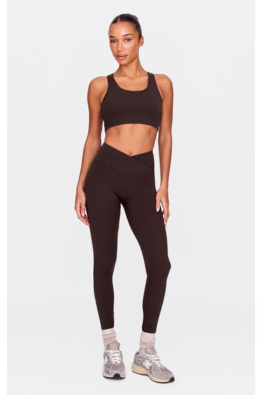 Espresso Sculpt Wrap Waist Gym Leggings
