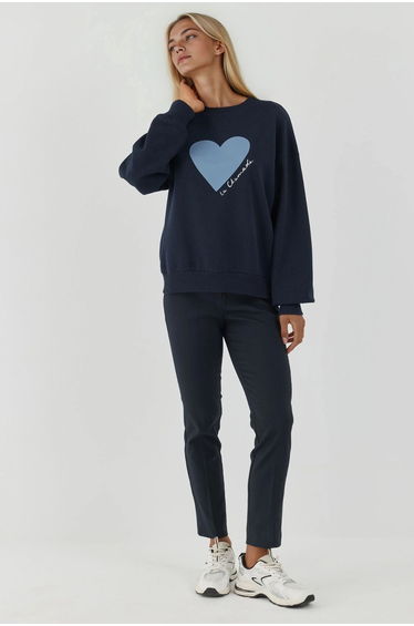 Printed Crew Neck Raised Sweatshirt