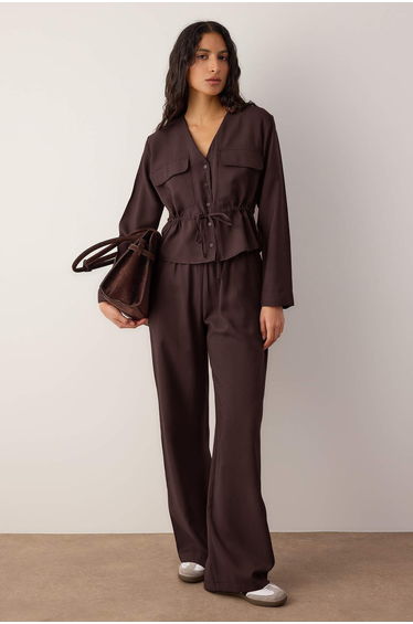 Dark Brown Woven Bottom - Top Set