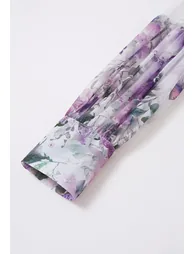 فستان ماكسي أورجانزا بحزام بربطة ياقة بطبعة مائية - 5