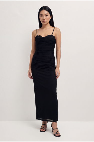 Premium Tulle Lace trim Maxi Dress