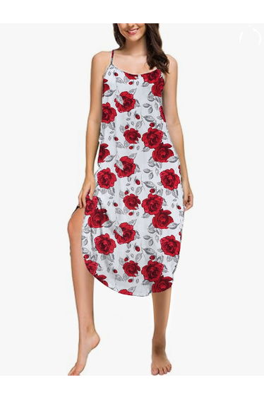 Women Floral Rose Cami Nightdress